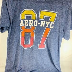 AeroPostale Blue Teen Large T-Shirt AERO-NYC sewn